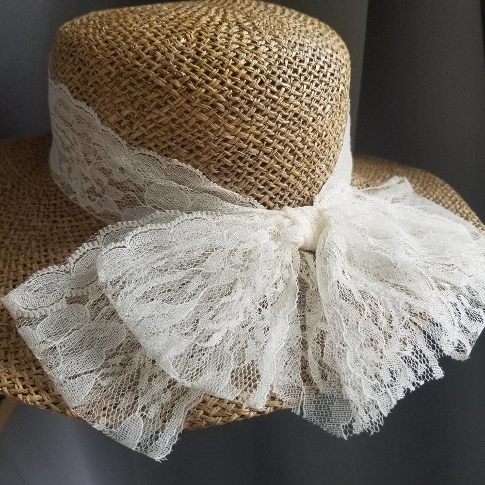Lace Bow Straw Hat